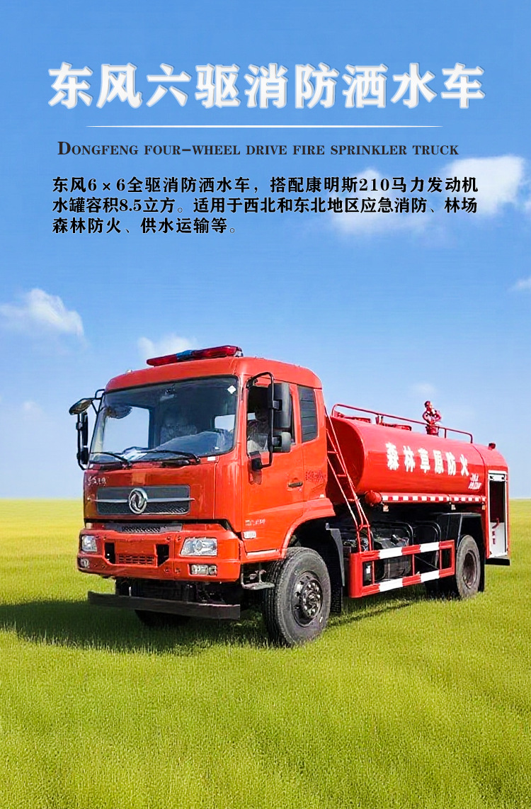 Dongfeng Tianjin 6*6 Desert Vehicle Lineage Pure Desert Off-Road Sprinkler Truck 11-Ton Water Tanker Export Supply