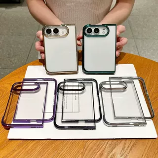 奢华电镀透明折叠iPhone18DOU适用苹果手机壳亚克力防摔保护套DOU