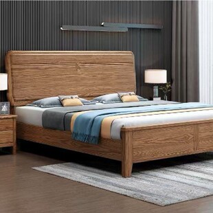 Nordic Modern Minimalist Ash Wood Solid Wood Bed Master Bedroom 1.8m Double Bed 1.5m Single Storage Air Pressure Wedding Bed
