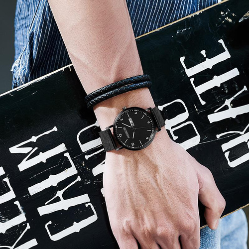 Swiss fully automatic mechanical watch men's student Korean version fashionable dual calendar waterproof luminous ultra-thin