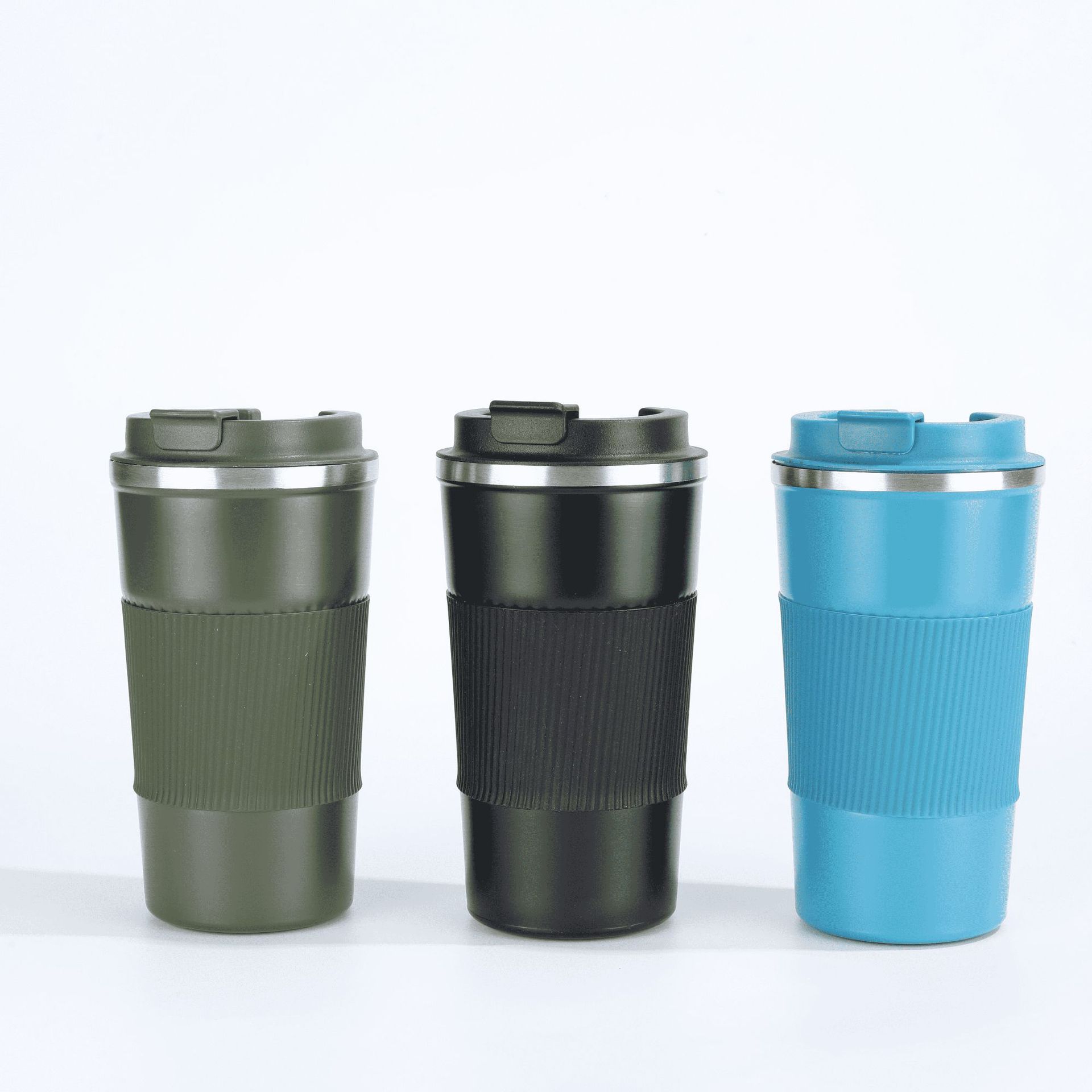 Nuevo tipo transfronterizo de silicona americana cubierta taza de café de acero inoxidable multifuncional taza de aislamiento de doble bebida taza portátil al aire libre taza de coche