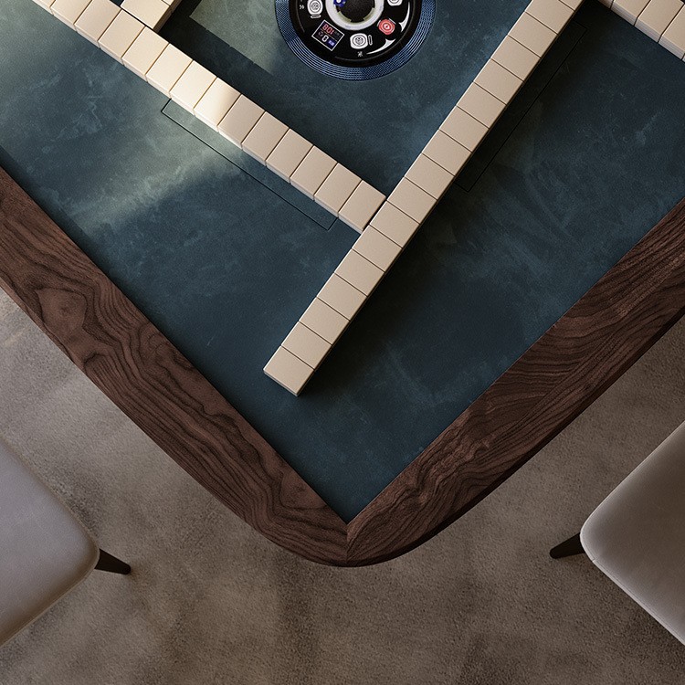 Mesa de mahjong de lujo ligero, villa de alta gama, nogal, mesa de mahjong eléctrica automática, máquina de mahjong de madera maciza multifuncional para el hogar