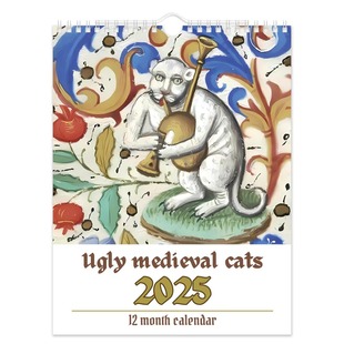 2025 Cross-border Medieval Retro Cat Calendar ugly medieval cats calendar Factory in stock