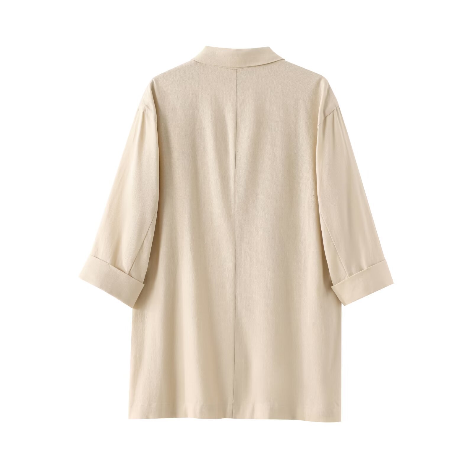Damenbekleidung 2024 Sommer neues zweireihiges Leinenanzug-Set mit Jacke und weitem Bein_voghion.com