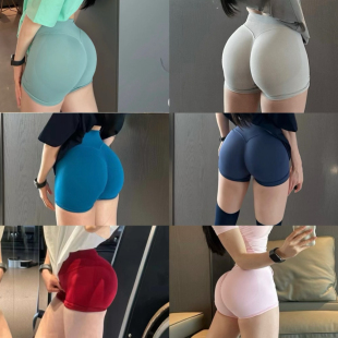 Mid-Waist Butt-Showing Seamless Knitted Butt-Lifting Yoga Pants Three-Point Peach Butt Fitness Pants Quick-Drying Sports Shorts for Women Summer