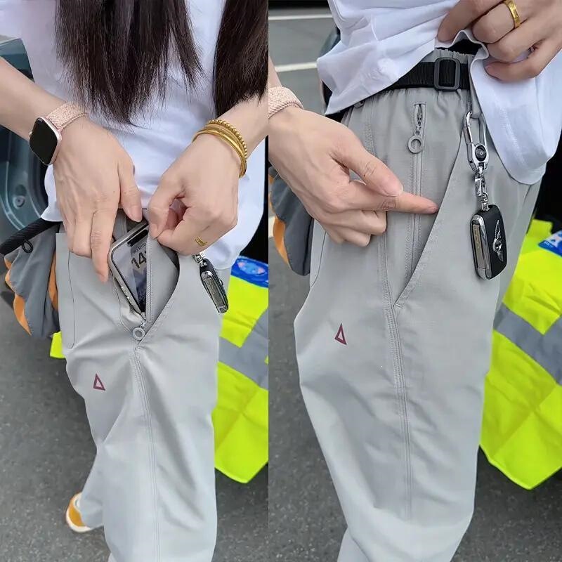 Summer Quick-Dry Triangle Logo Casual Pants for Men and Women, American-Style Softshell Waterproof Hiking Pants, Versatile Outdoor Mountaineering Sports Pants