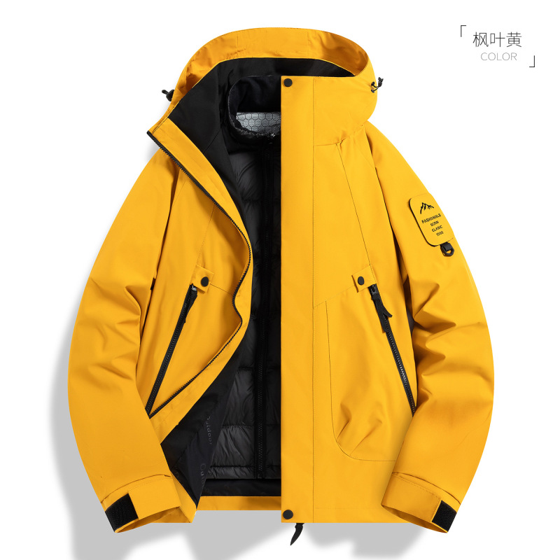 マウンテントレンドジャケット、防風防水スリーインワンダウン登山ジャケット、ベルベットサーマルジャケット、カスタムプリントロゴ|undefined