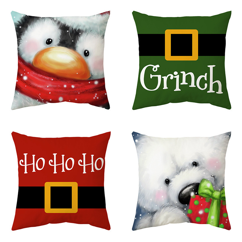 Christmas Tree, Santa Claus, Elk Pattern Fashion Christmas Tree Santa Claus Elk Polyester Pillow Cases