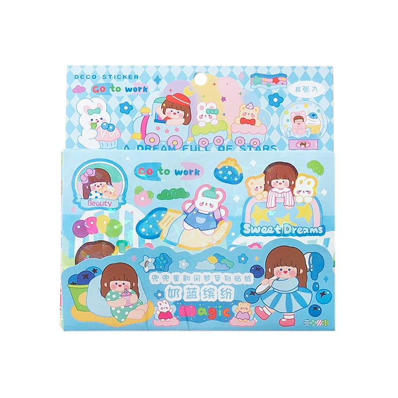 Сообщение Qunxingyun Набор наклеек Dream Sticker Cute Girl Flash Mulk Card Handbook Decoration Patching 8 штук и 4 модели