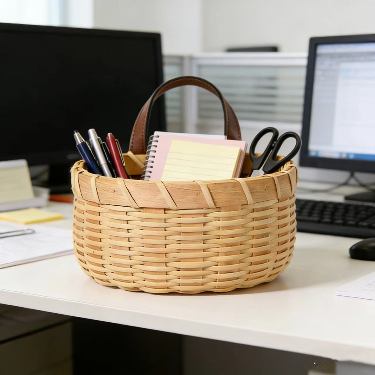 Cesta de almacenamiento de ratán para colgar en la pared, para uso doméstico, almacenamiento de llaves en la entrada, almacenamiento de cebolla, jengibre y ajo en la cocina, organizador colgante tejido a mano. image 6