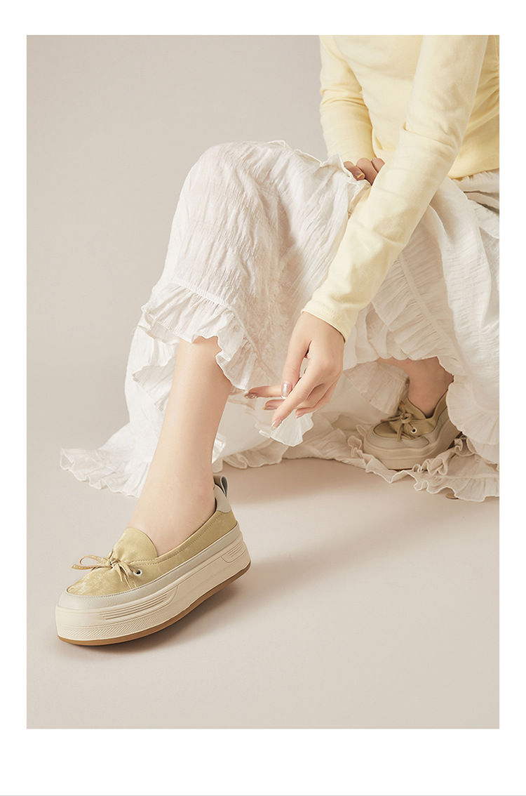 Giày lười đế dày nữ hè 2025 – sneaker đế xuồng mềm, form thể thao — 4625101494m màu/chiều cao gót 4CM, 4625404007m màu sắc/Chiều cao gót 4CM, 4625101072 đen/gót cao 7CM, 4625404007 Màu vàng / Chiều cao gót 4CM chi tiết 7