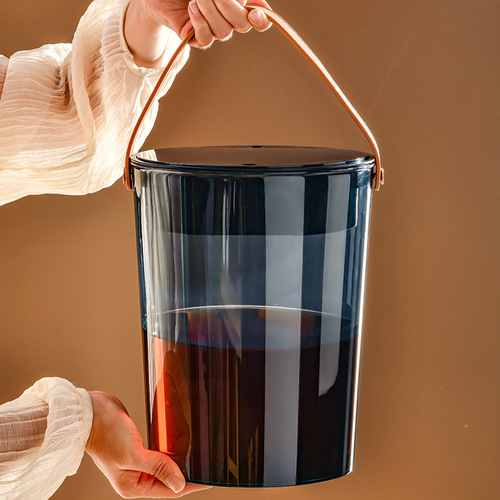 Transparent Tea Residue Bucket Household Push-Button Tea Water Bucket Office Portable Covered Tea Leaf Waste Filtering Wastewater Bucket Tea