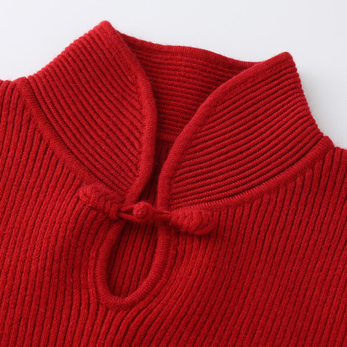 Girls Sweater Cashmere Sweater Stand Collar Tang Suit Parent-Child Clothing Mother and Daughter Clothes Autumn and Winter Sweater Children's Clothing Wholesale First-hand Source