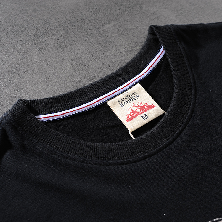 Modern banner American click water wash wool print original men's round collar short-sleeved T-shirt M622 31