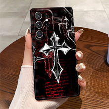 欧美暗黑风哥特十字架手机壳GalaxyA55菲林壳S22精孔S23潮流男款