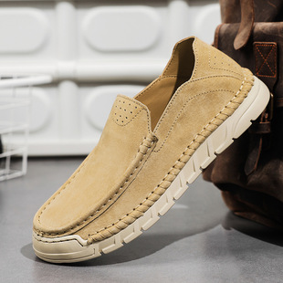 2024 Spring New Men's Breathable All-match Slip-on Driving Shoes Cross-border Explosions Trendy Casual Small Leather Shoes