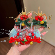新款圣诞节发饰圣诞节日拍照配饰发光鹿角发箍带灯麋鹿装扮发夹
