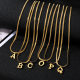 Cross-border Hot Sale Stainless Steel 26 English Letter Pendant Flat Snake Bone Necklace Push Chain Titanium Steel Necklace in stock Daifa