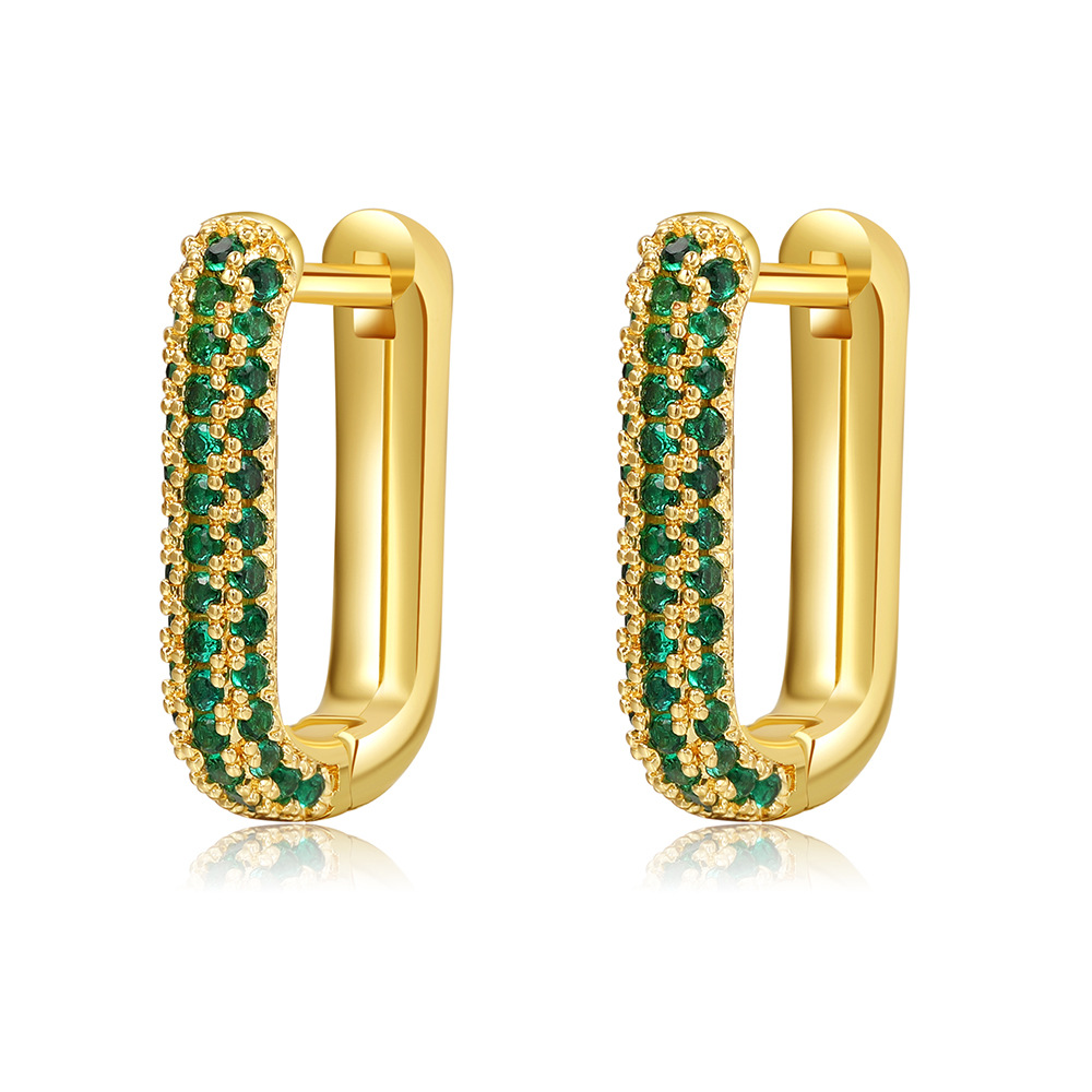 Fashion U Shape Copper Plating Zircon Earrings 1 Pair