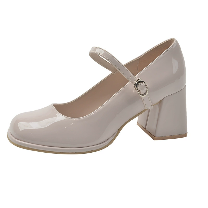 [B888-8] Плать shoes? Wait must translate properly: Large-size French Mary Zhen shoes Black wild and thin heels, single shoes, fat feet high heels