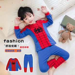 German velvet children's clothing children's home clothing boys fashion handsome suit two-piece spring autumn and winter spider-man autumn pants