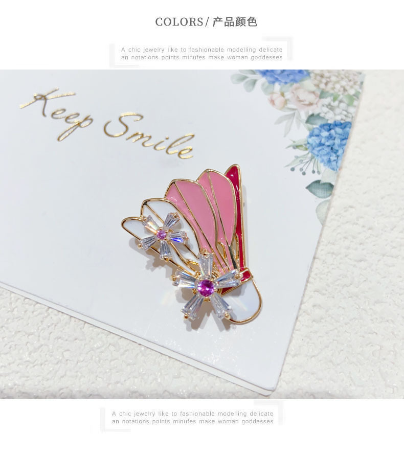 Sporty style rotatable badminton enamel brooch, unisex, unique and exquisite pin, versatile suit accessory