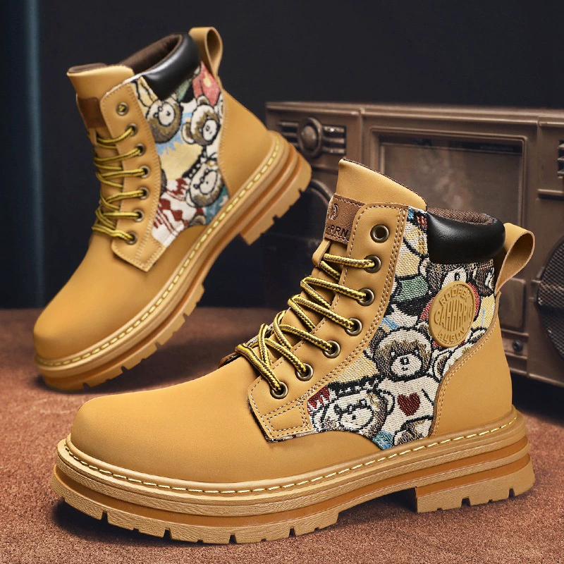 Martens, high demi-season fleece boots platform English style, British style