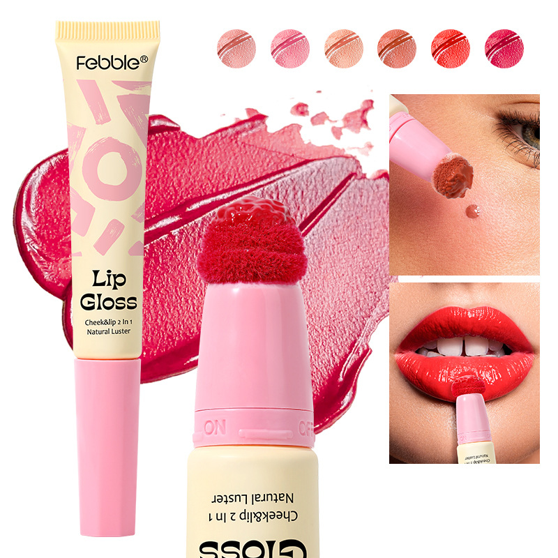 USHAS Europa y América Punto transfronterizo Esponja Cabeza Brillo de labios Taza impermeable y antiadherente Lápiz labial líquido hidratante FBC023