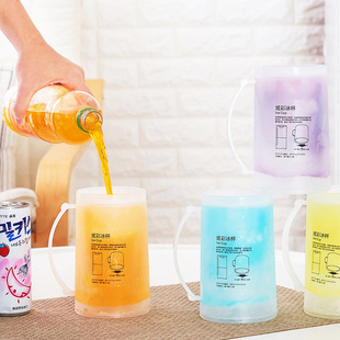 Summer Creative Colorful Ice Cup Cold Drink Cup Ice Beer Cup Fruit Cup Double-layer Plastic Freehand Cup Ice-cream Cup
