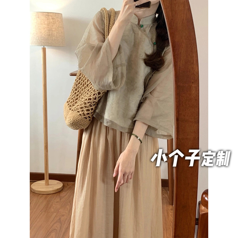 150小矮个子新中式改良国风上衣女旗袍茶服唐装禅意半身裙两件套