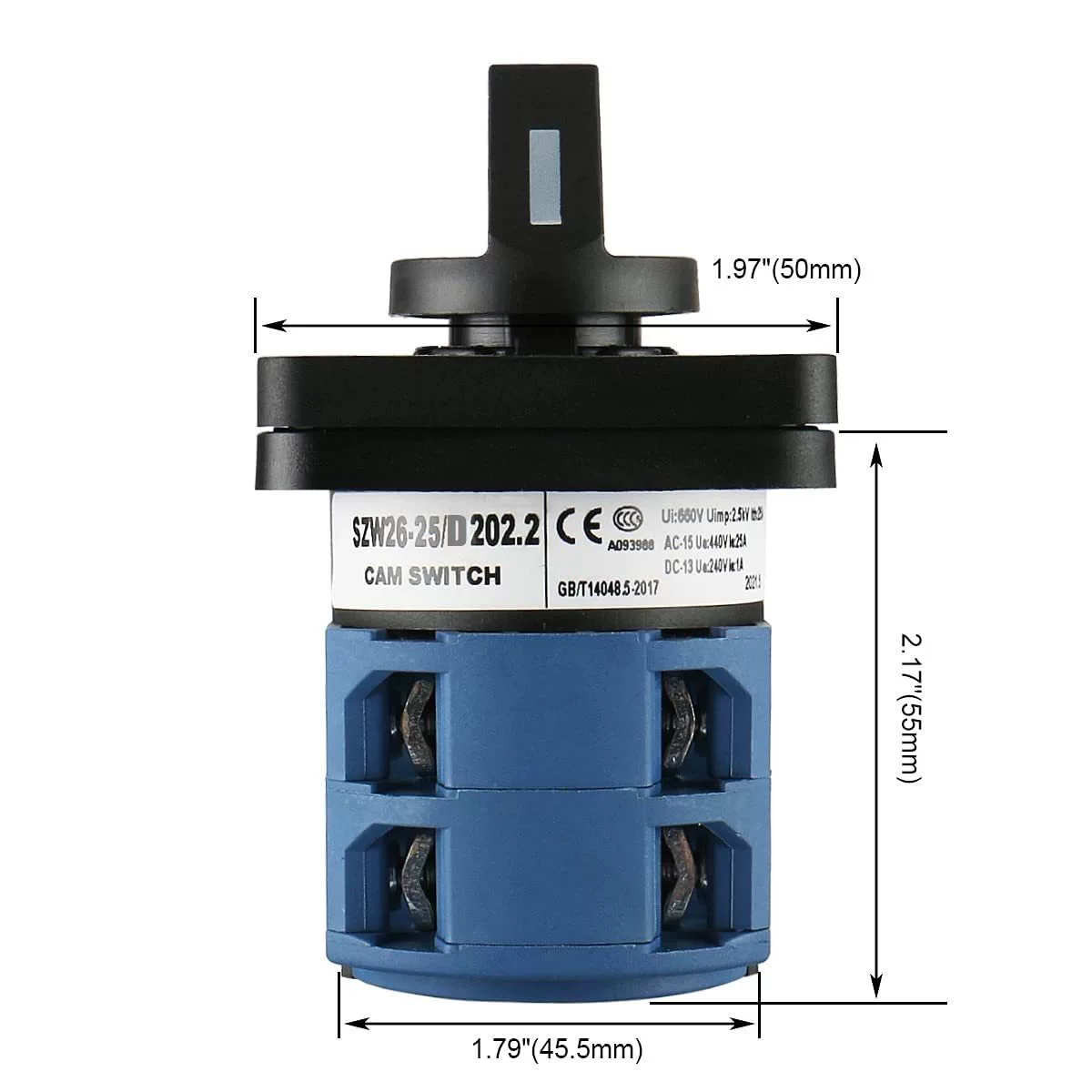 Baomain 660V 25A 2 Pole 3 Position Latch 8 Terminal Change Control Rotary Cam Switch