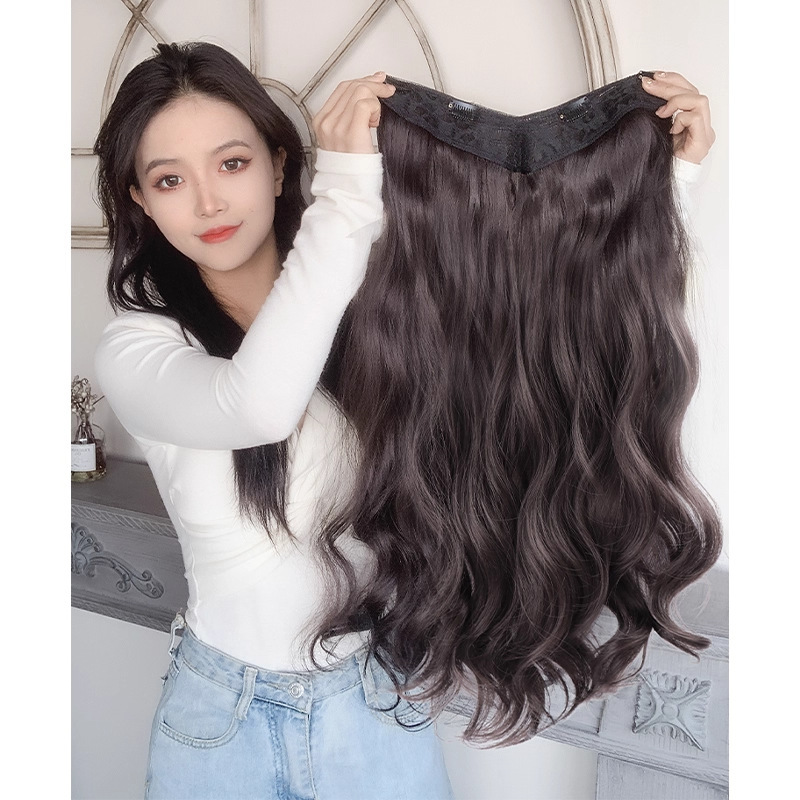 Peruca de cabello rizado para aumentar el volumen de cabello, artefacto esponjoso, una pieza de cabello para mujeres, cabello largo para mujeres, extensión en forma de U.