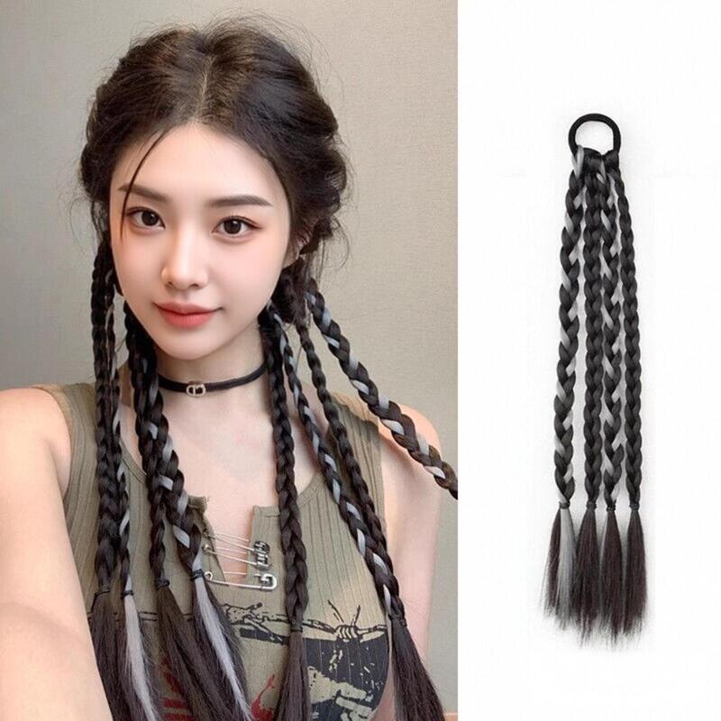 Wig for Hot Girls, Sweet and Cool Age-Reducing Wig Braids for Women, Colorful Highlights, Braids, Boxing Braids, Double Braids, Hair Accessories, Ponytails Wig for Hot Girls, Sweet and Cool Age-Reducing Wig Braids for Women, Colorful Highlights, Braids, Boxing Braids, Double Braids, Hair Accessories, Ponytails