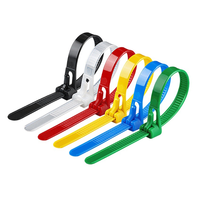 Suelta hebilla suelta nylon cable tie uso repetido cable tie negro y blanco color plástico hebilla fija fábrica al por mayor