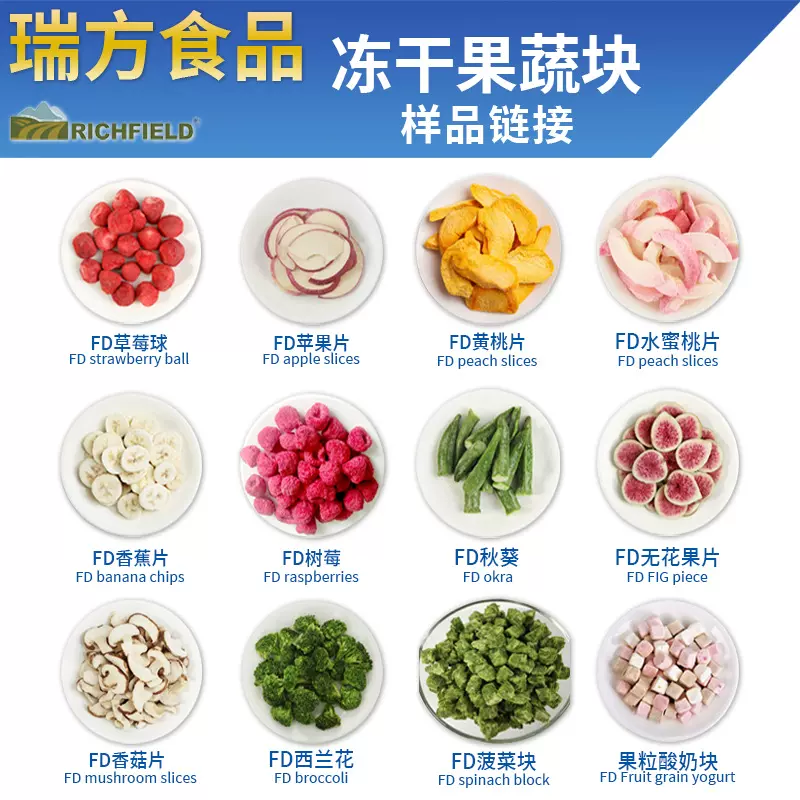 冻干水果干批发 瑞方冻干水果蔬菜块片零食果干草莓干20g样品包装