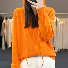 双拉链连帽毛衣外套开衫针织卫衣女2024新款秋款爆款休闲上衣外穿