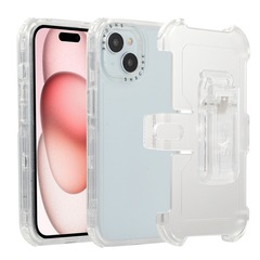 適用iphone15promax/14/13蘋果12手機殼三星S24透明彩色背夾雙層