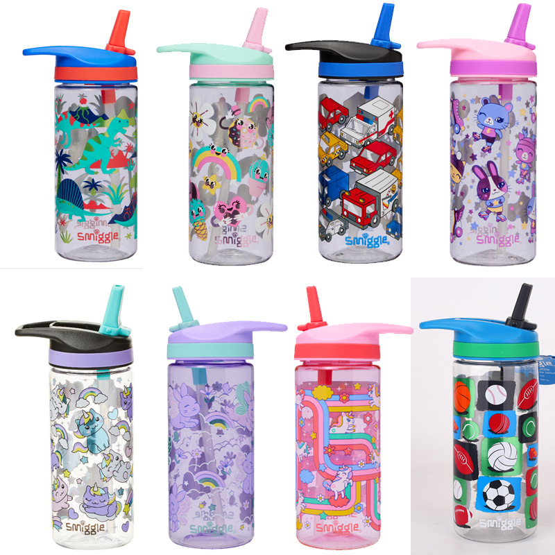 Australia smiggle silicona boca de paja tetera de agua de los estudiantes de la escuela primaria taza de agua para niños taza de mano