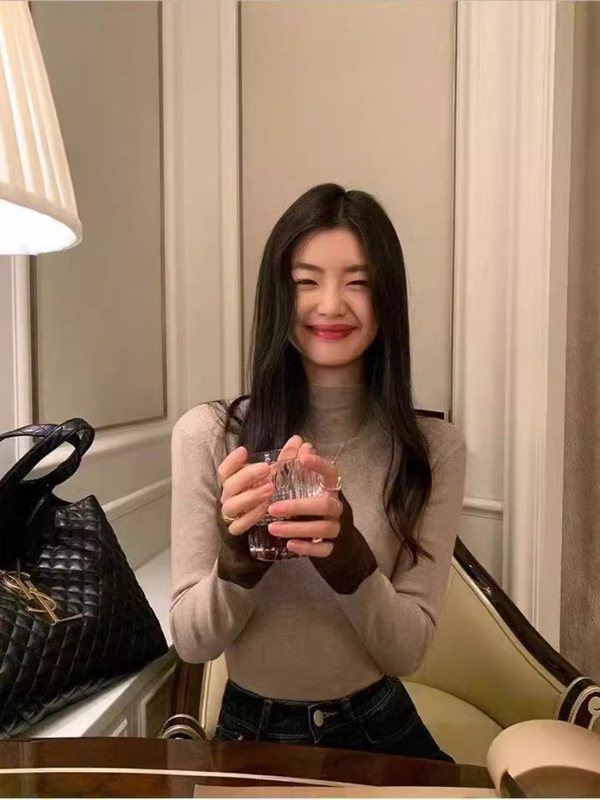 法式半高领针织毛衣女chic绝美撞色打底衫春秋冬季内搭高级感上衣|undefined