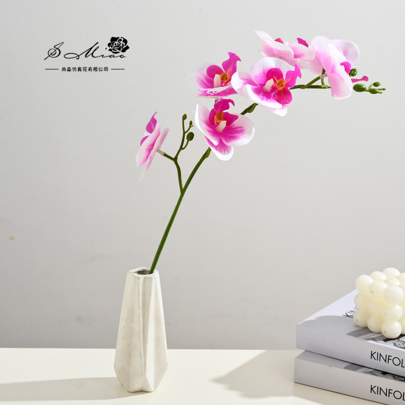 Flores falsas 7 película de flores sensación de orquídea mariposa bonsai flores de alta calidad sala de estar decoración floral decoración de imitación maceta image 18