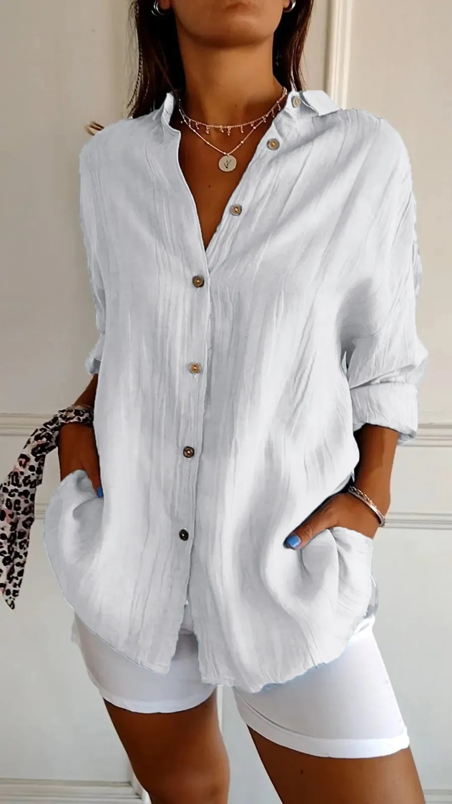 Casual Style Wholesale Women's Casual Solid Color Long Sleeve Button Blouses