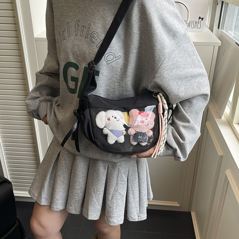 日系ins高颜值甜美二次元吧唧痛包少女上课逛街单肩饺子包斜挎包|undefined