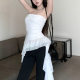[20 pieces of free shipping] irregular ruffled atmosphere tube top vest women wear niche ribbon wrap top