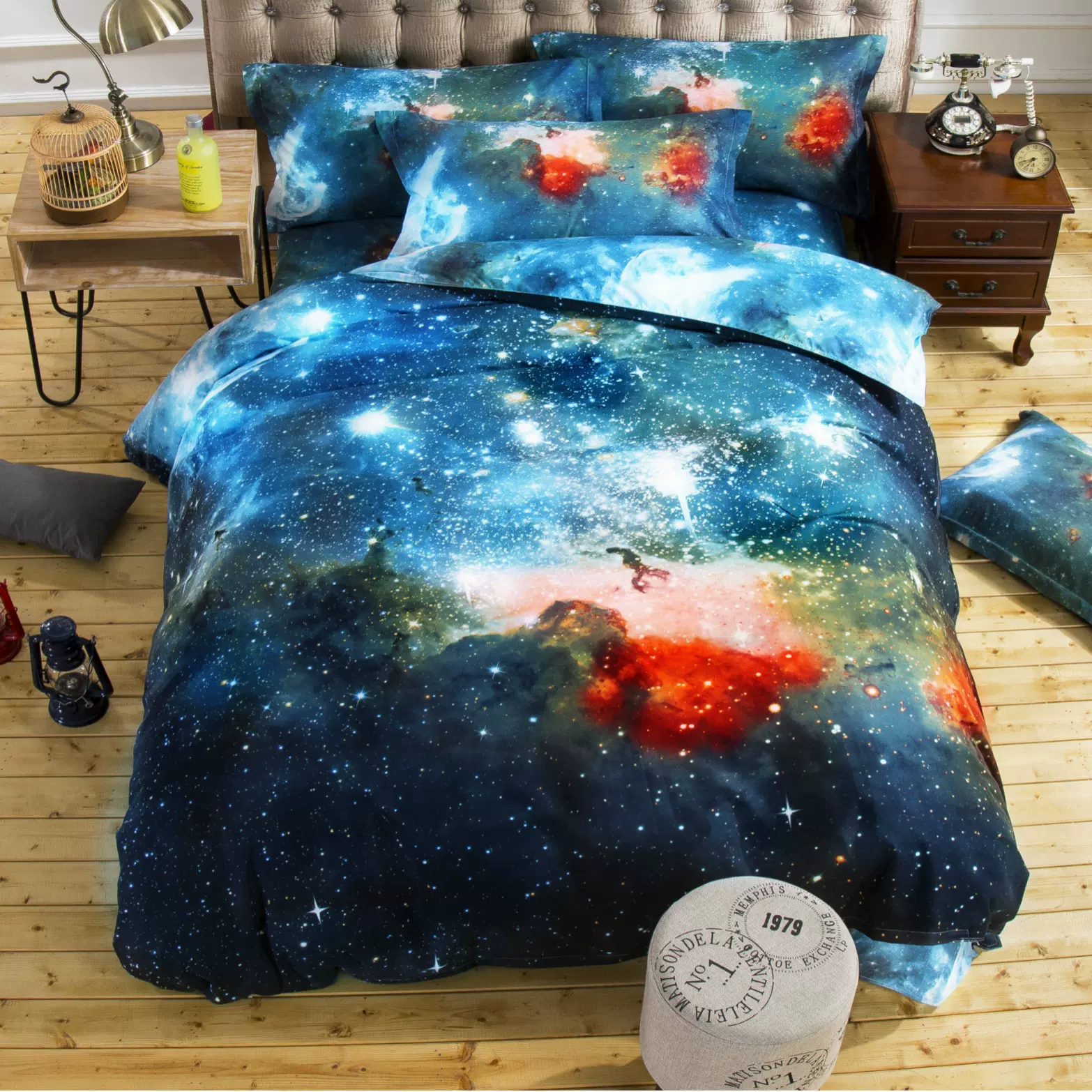 速卖通亚马逊ebay炫彩家纺星云星空四件套被套床上用品跨境3d外贸