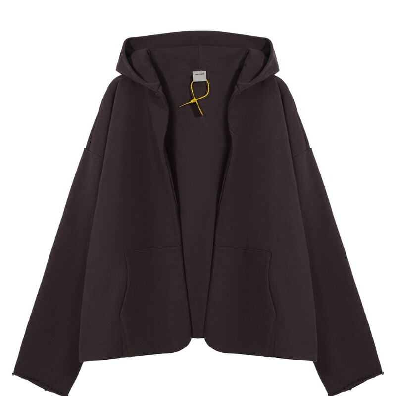 Autumn and winter fashion brand Greg kanye kanye west solid color double-layer heavy version hooded cardigan sweater coat