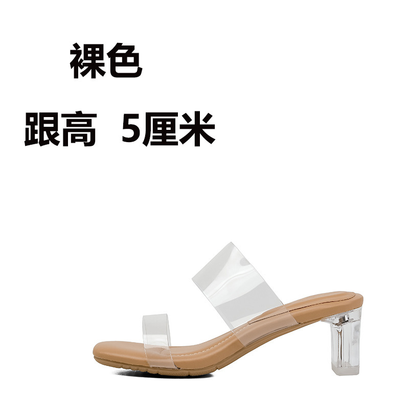 Sandallas de tacón alto transparentes con base suave para mujeres 2026 nuevas zapatillas frías de verano de talón medio de cristal de talón grueso image 7