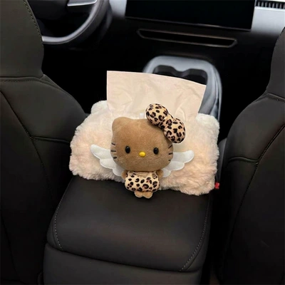 car tissue pack, armrest box, Car tissue box/set - standard-angel-wings-leopard-print-beanie-eyes-kt