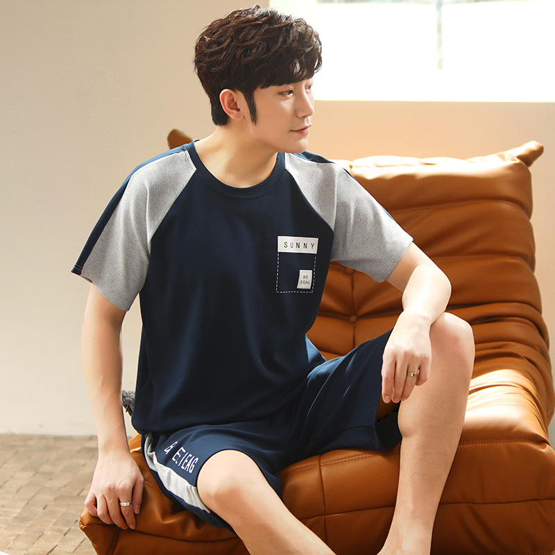 2022 verano nuevos hombres pijamas pantalones cortos de algodón de manga corta jersey de dos piezas ropa de abrigo casual de algodón ropa de casa