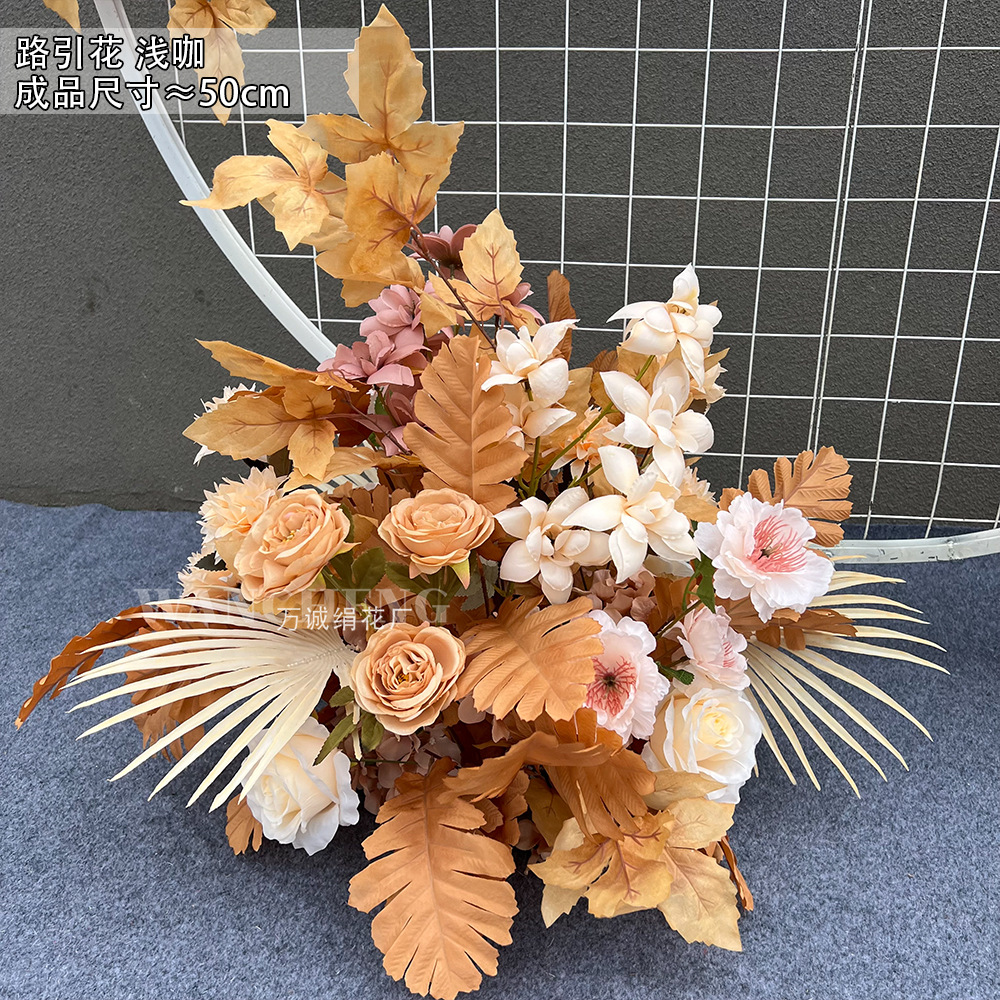 El comercio exterior de la boda flor artificial piso de la boda flor de seda apoyos de la flor de eucalipto flor artificial fila accesorios de la boda floral