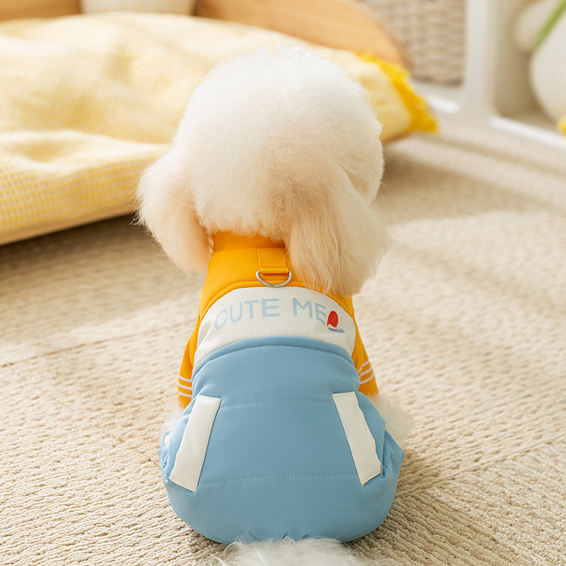 Macarón color de marca de moda tracción de algodón de cuatro patas pequeño perro que osos Teddy otoño invierno mascotas ropa de perro al por mayor image 2